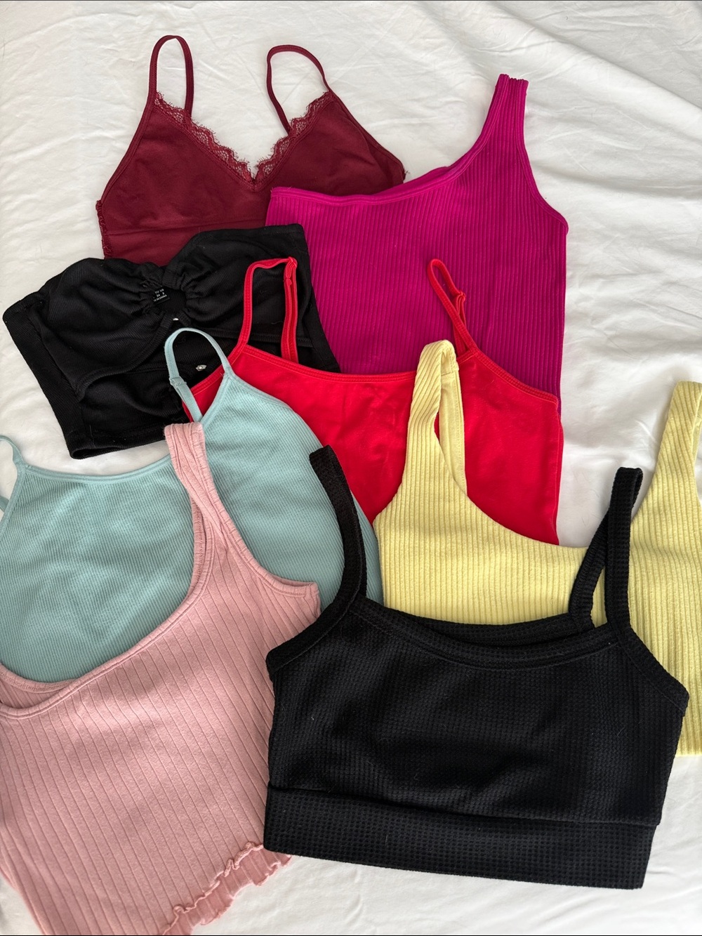 9 piece Women’s Tank Top - Black, Pink, Yellow, Red, Mint, Wine, Fuchsia